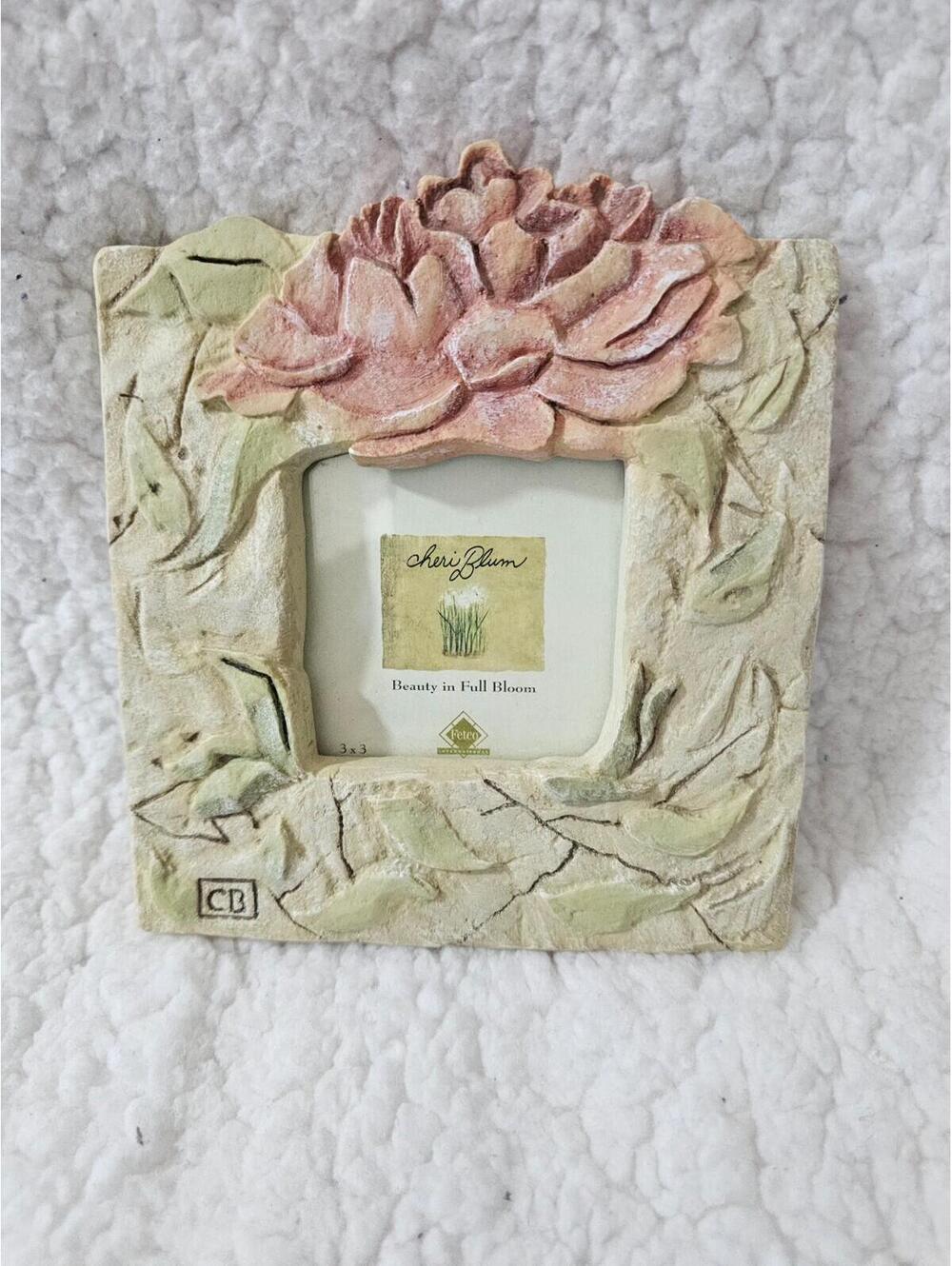 Fetco 3D Picture Frame Cheri Blum 3x3 Shabby Chic Multicolor Stone Look Floral